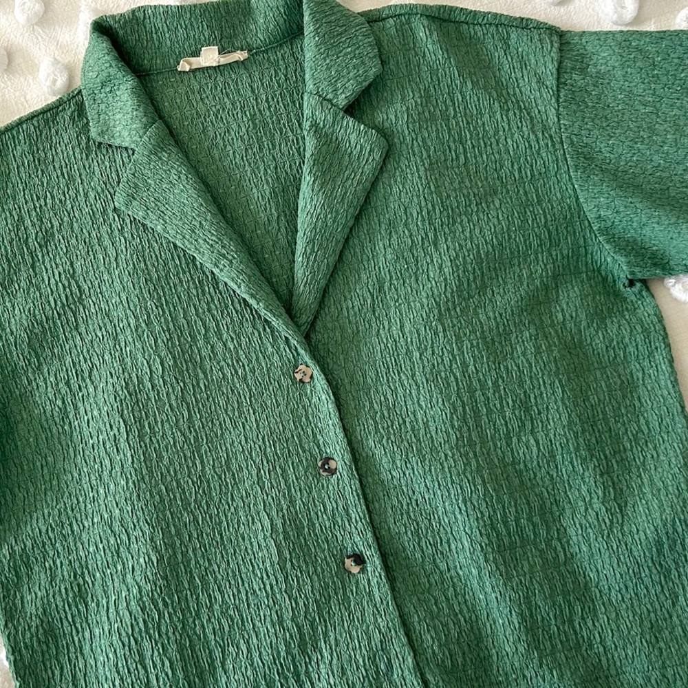 Madewell Green Textured Camp Button Down Shirt
